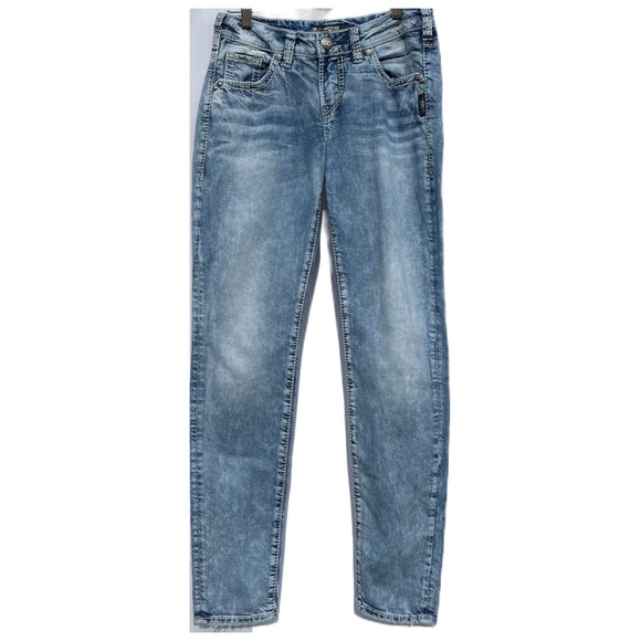 Silver Boyfriend Jeans, Classic Stretch, W25 L29 (measures 32" inseam) - Picture 1 of 13